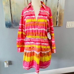 New Scoop Collared Shirt Dress with Long Sleeves SZ large